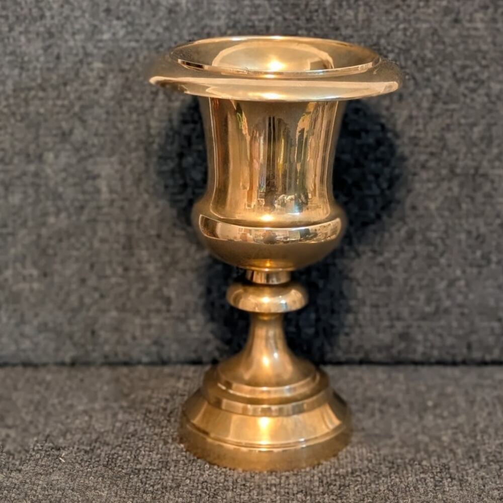 Vintage Made in India MCM 12" Tall Heavy Brass Urn Planter/Vase